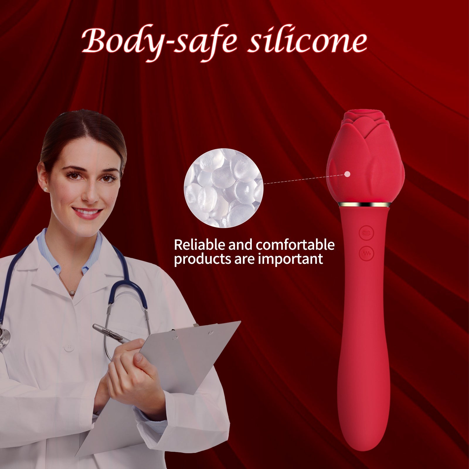 Female rose suction vibration massage stick masturbator can be inserted into private parts, adult sexual products for couples