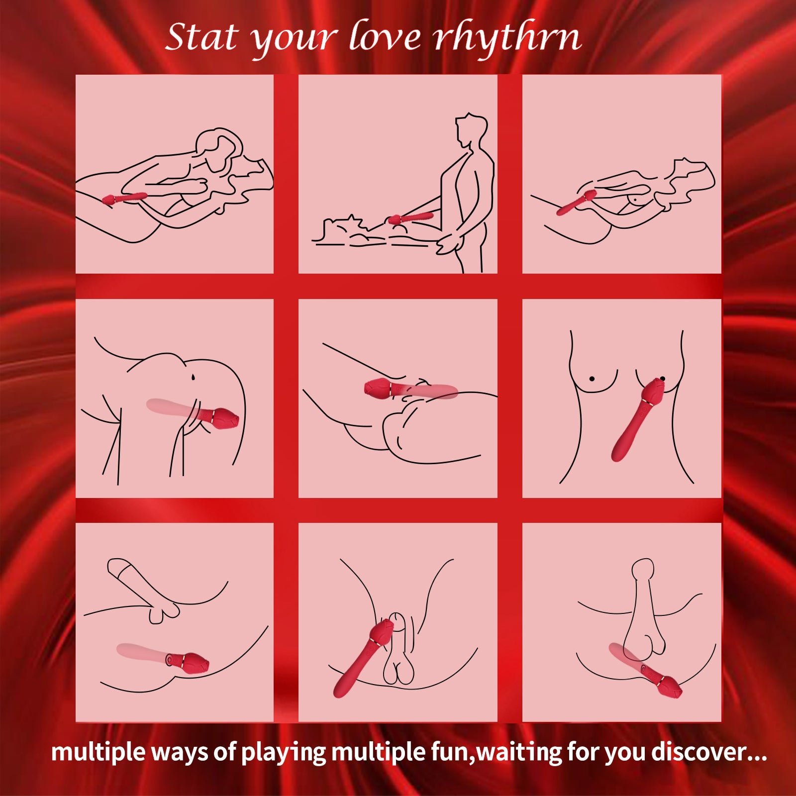 Female rose suction vibration massage stick masturbator can be inserted into private parts, adult sexual products for couples