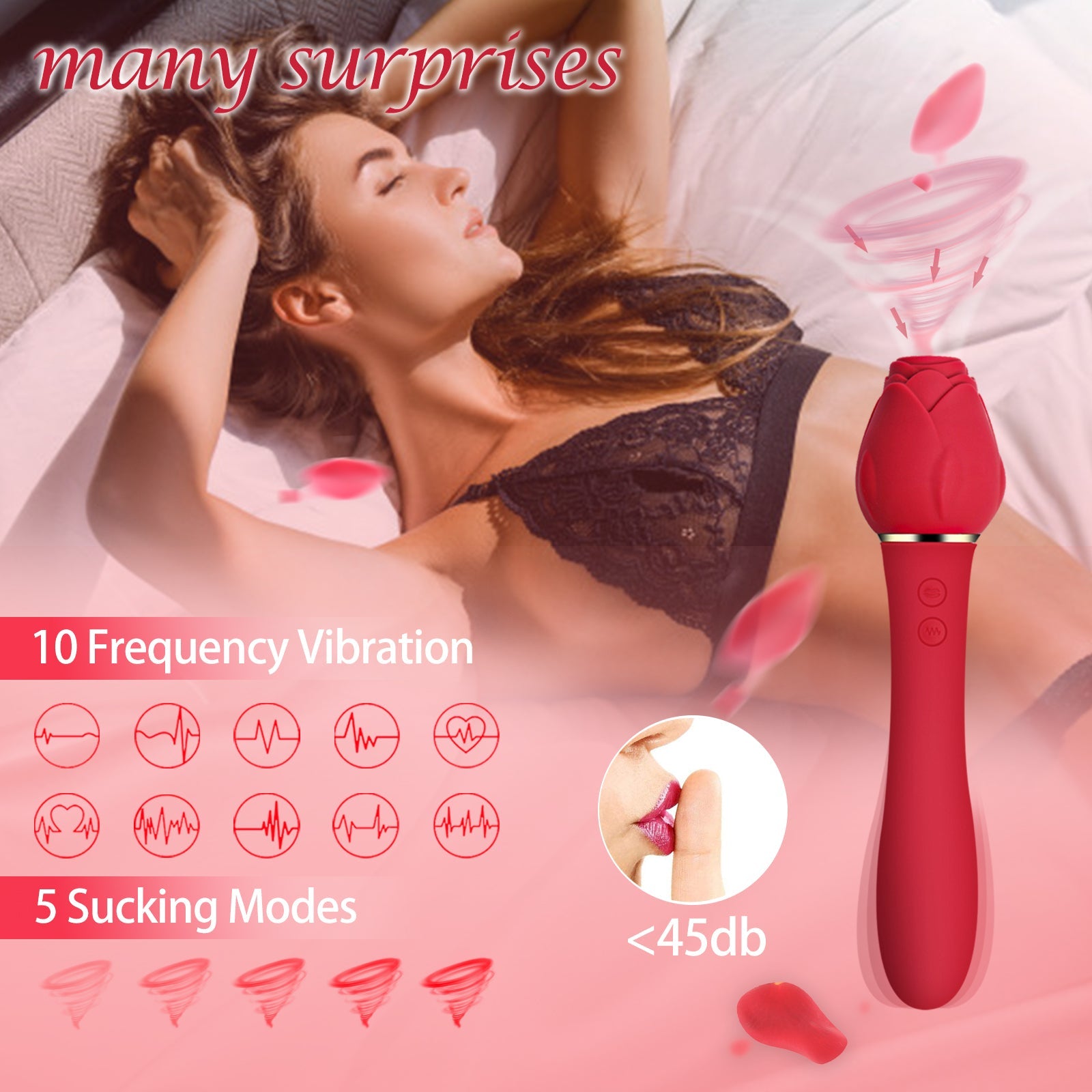Female rose suction vibration massage stick masturbator can be inserted into private parts, adult sexual products for couples