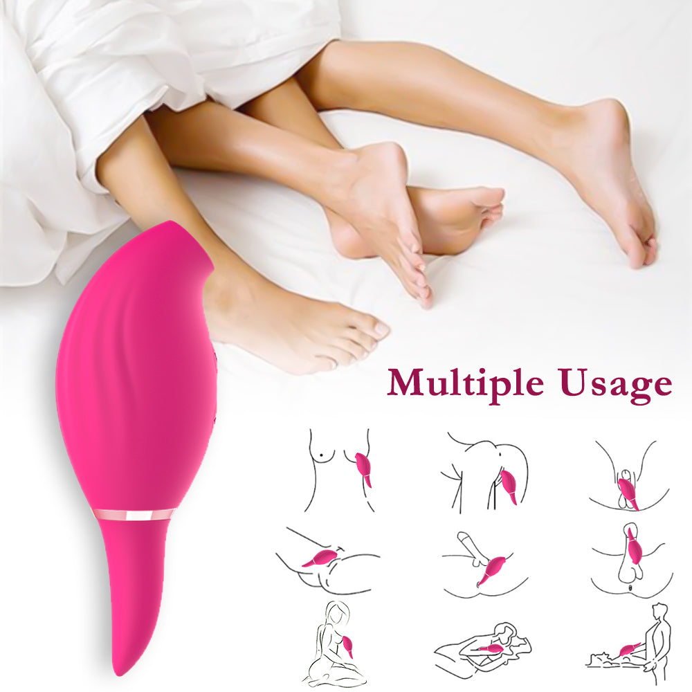 Women G-Spot Suction Licking Dual Stimulation Nipple Massager Women Adult Sex Toy 2 in 1 Clitoral Sucking Vibrator