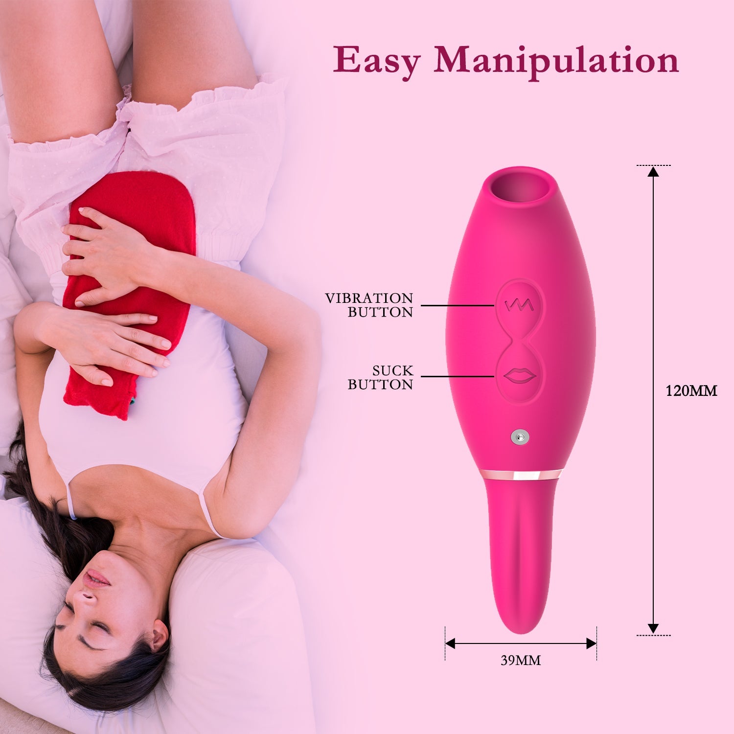 Women G-Spot Suction Licking Dual Stimulation Nipple Massager Women Adult Sex Toy 2 in 1 Clitoral Sucking Vibrator