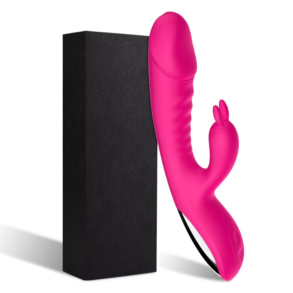 Multi-function heating cute rechargeable waterproof female clitoris and g-spot rabbit dildo vibrator for women