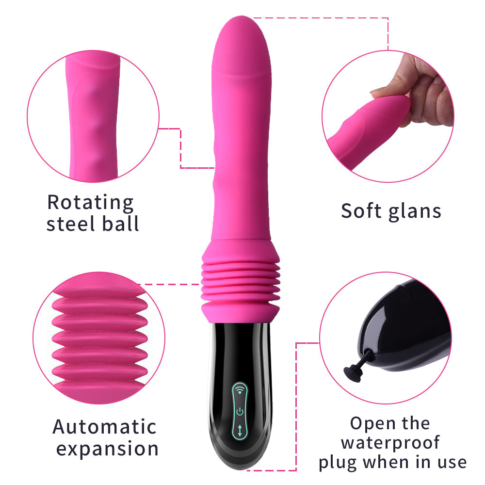 10 Astonishing Vibration Modes 3 Power Speeds Silicone USB Rechargeable Telescopic Dildo Vibrator