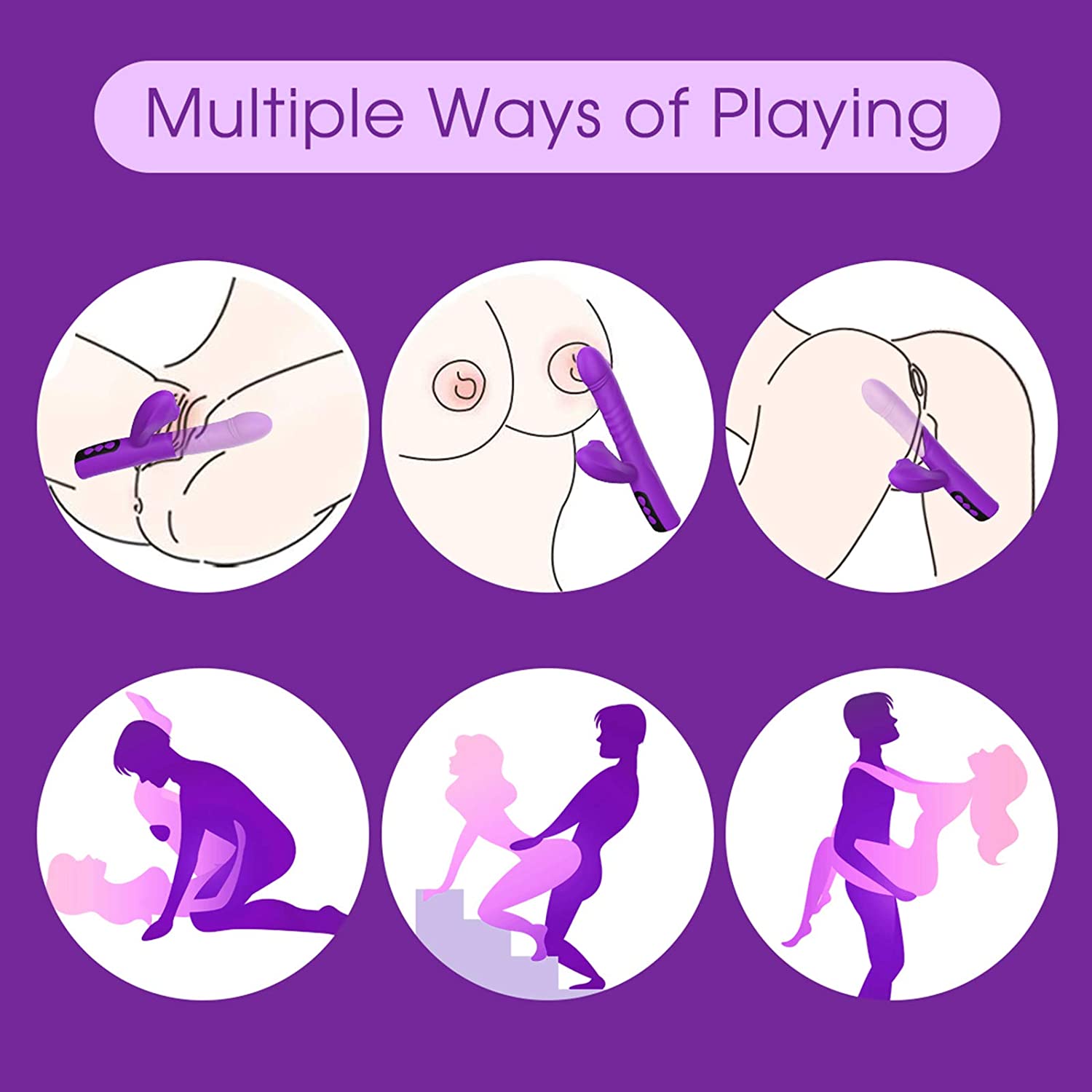 New Adult Automatic Telescopic Silicone Clitoris Orgasm G Spot Rabbit Vibrator Sex Toy for Women