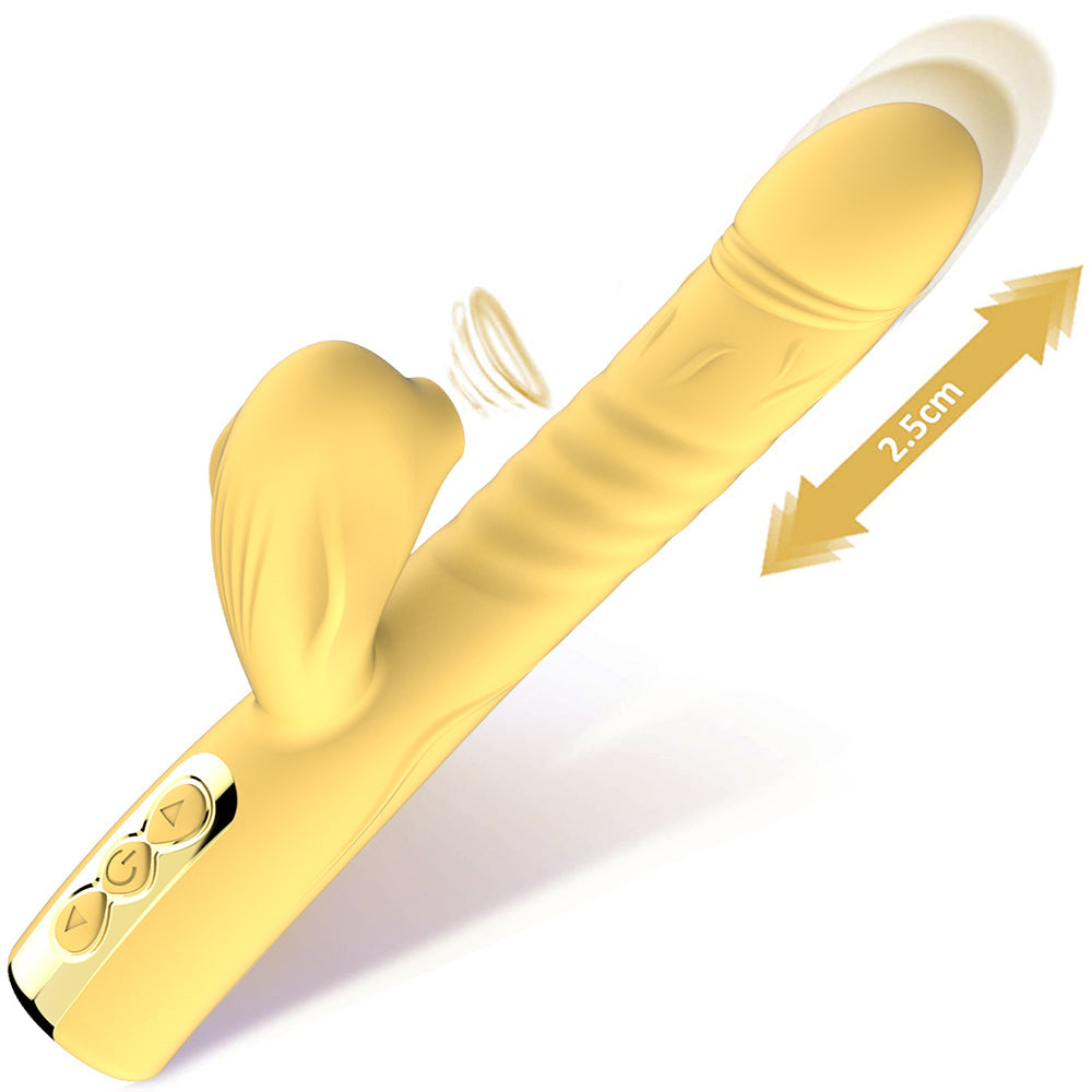 New Adult Automatic Telescopic Silicone Clitoris Orgasm G Spot Rabbit Vibrator Sex Toy for Women