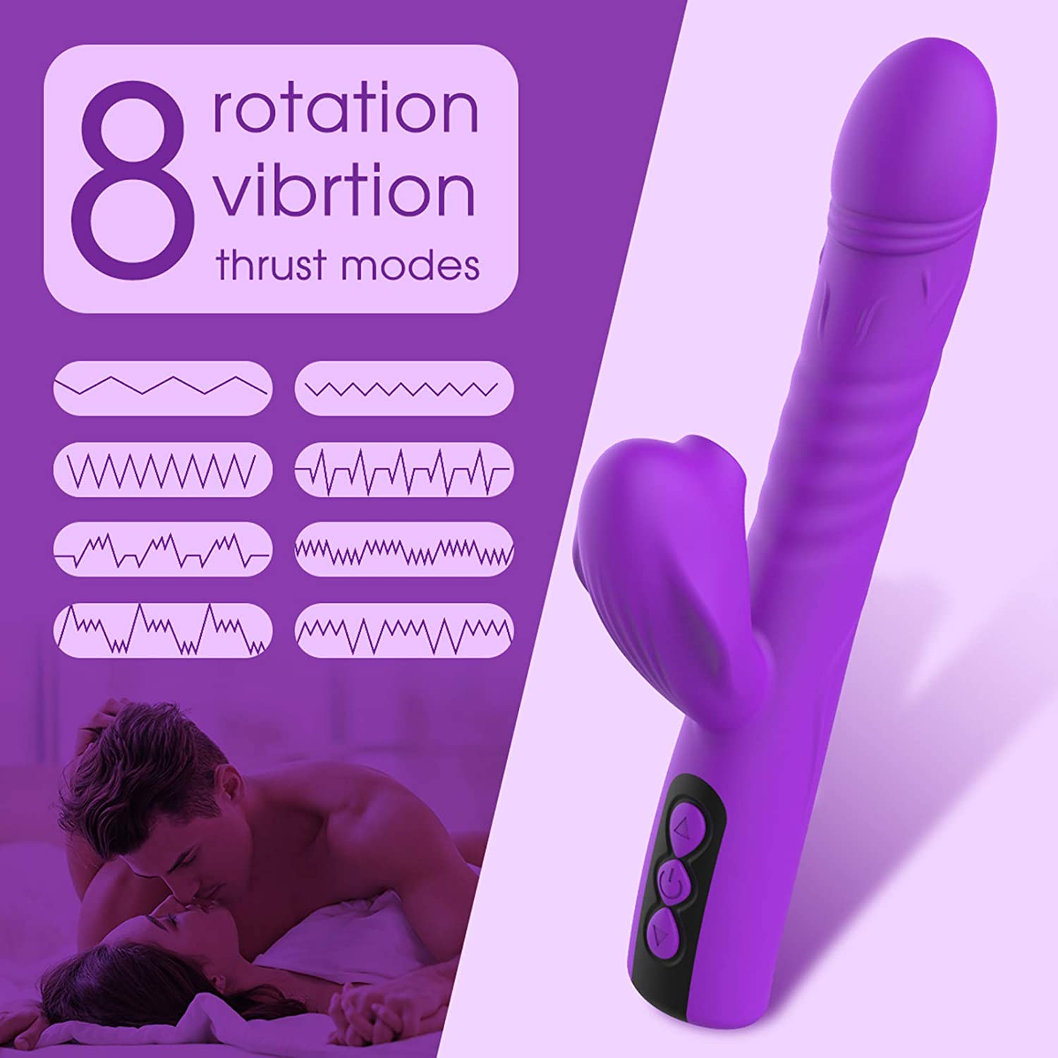 New Adult Automatic Telescopic Silicone Clitoris Orgasm G Spot Rabbit Vibrator Sex Toy for Women