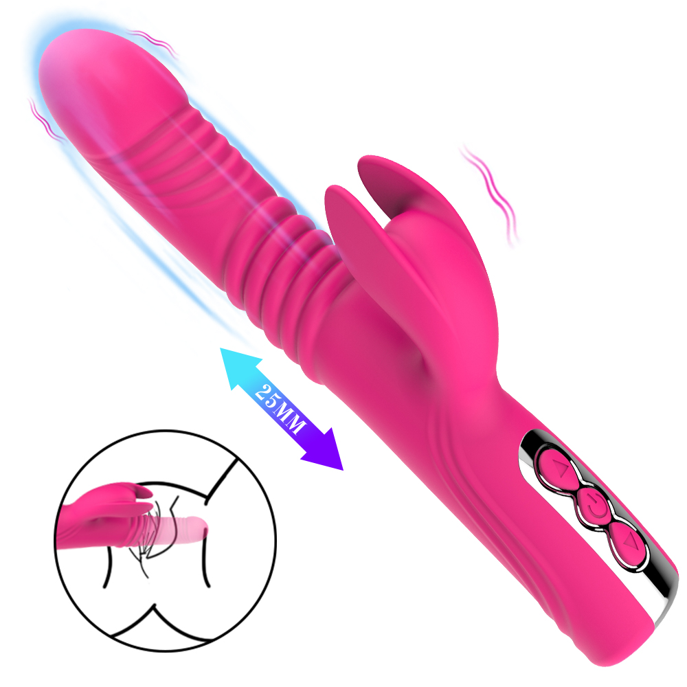 G Spot Rabbit Vibrator Stimulates Heating Thrusting Realistic Vibrating Dildo Woman Telescopic Big Sex Vibrator For Woman