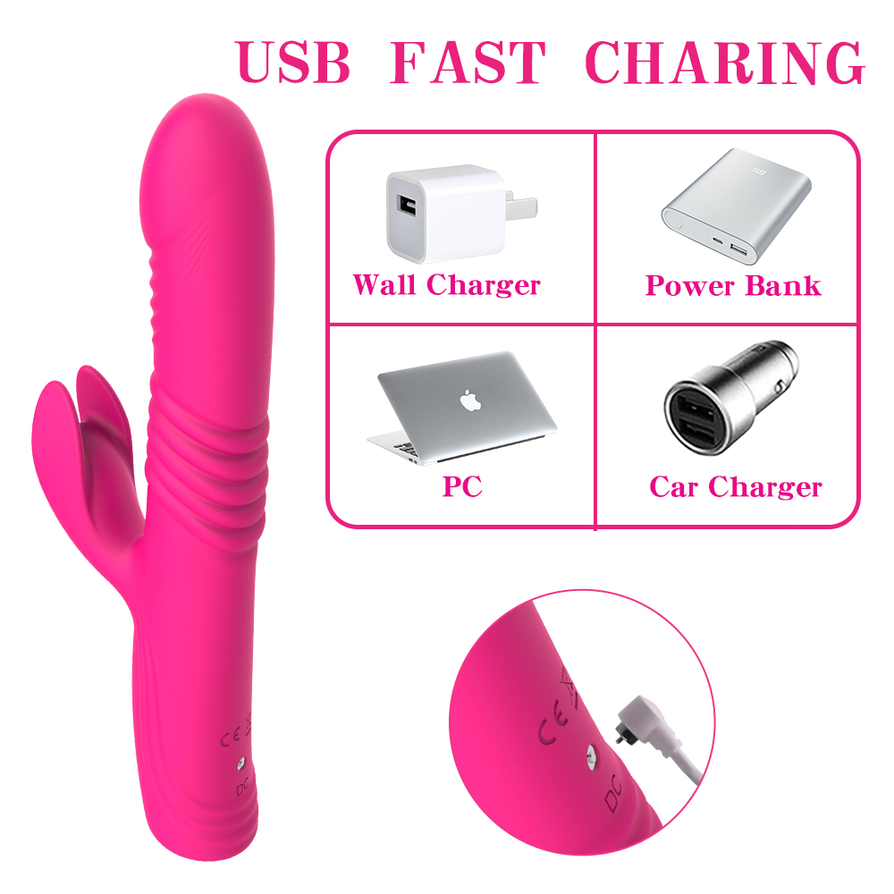 G Spot Rabbit Vibrator Stimulates Heating Thrusting Realistic Vibrating Dildo Woman Telescopic Big Sex Vibrator For Woman