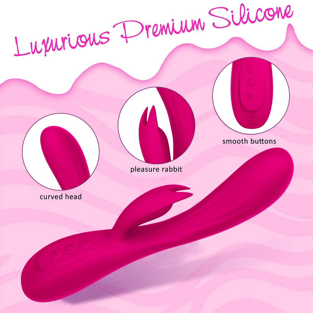 Silicone Masturbator Glue Rabbit Vibrator Usb Charging 10 Frequency Double Motor Massage Stick Adult Sex Product