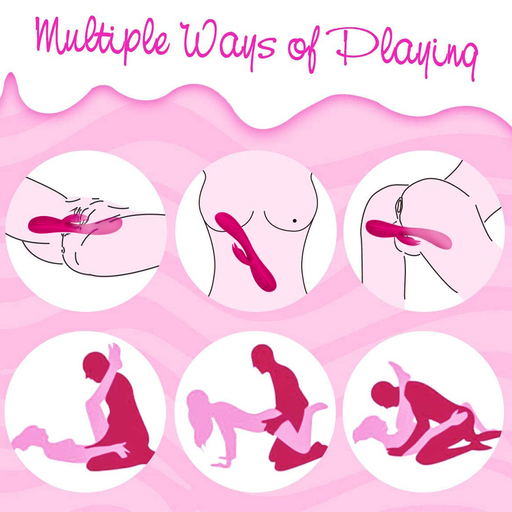 Silicone Masturbator Glue Rabbit Vibrator Usb Charging 10 Frequency Double Motor Massage Stick Adult Sex Product