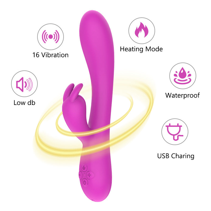 Double Motor 16 Vibrations Female Sex Toys Dildos and Vibrators Adult G Spot Rabbit Vibrator Sex Dido Toy with Heating
