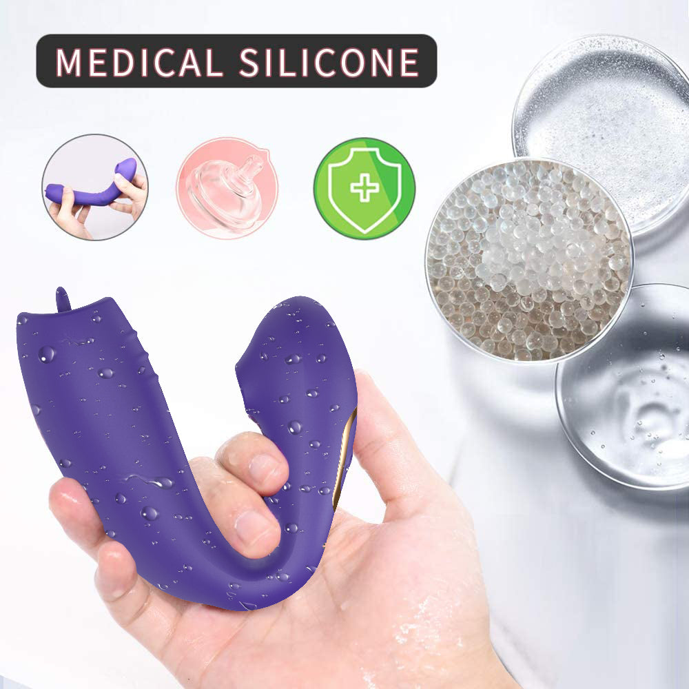 Waterproof 2 in 1 licking tongue vibrator g spot nipple clitoral stimulator sucking Masturbator women vibrator