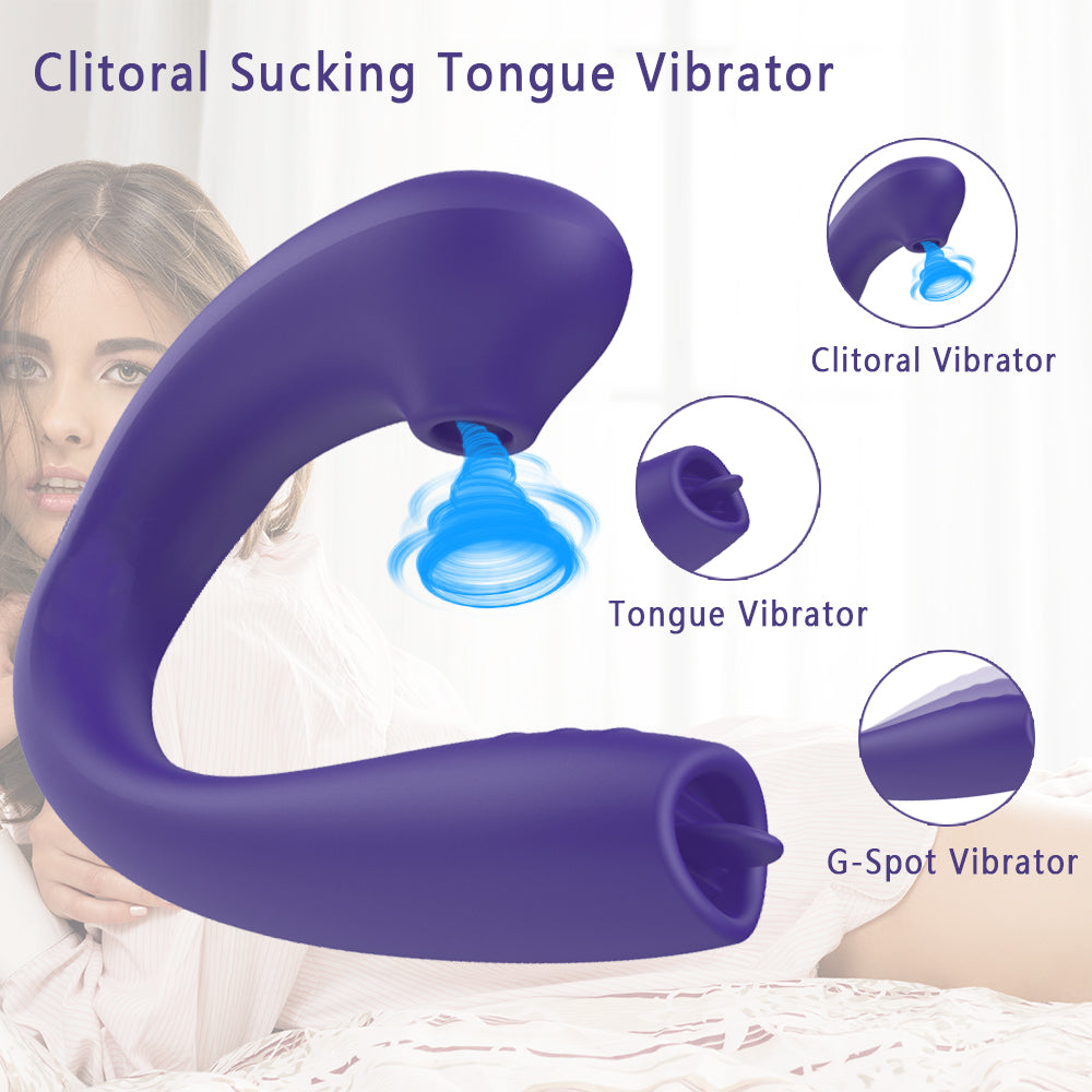 Waterproof 2 in 1 licking tongue vibrator g spot nipple clitoral stimulator sucking Masturbator women vibrator