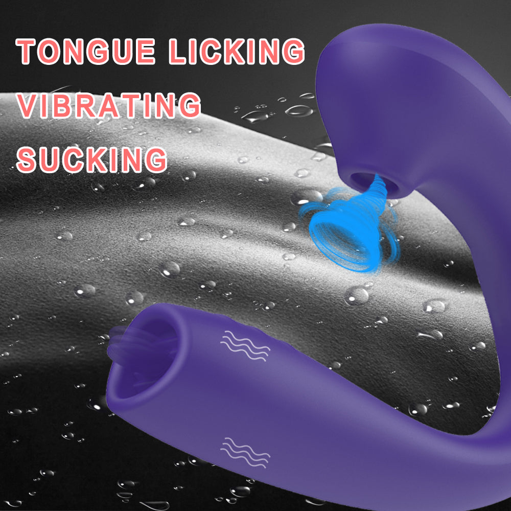 Waterproof 2 in 1 licking tongue vibrator g spot nipple clitoral stimulator sucking Masturbator women vibrator