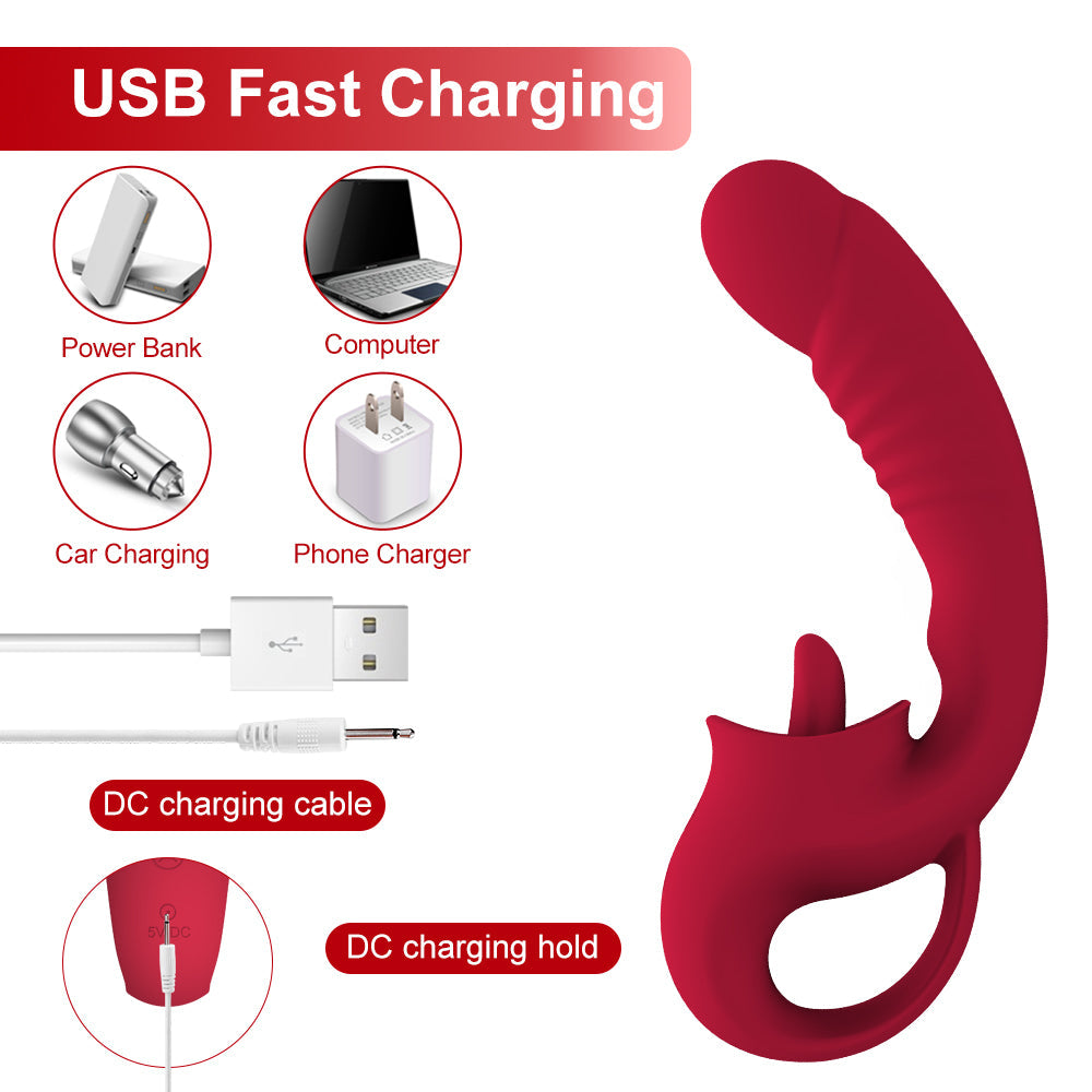 Silicone Clitoral G Spot Nipple Tongue Dildo Vibrator 10 Modes Clit Sucker Clitoris Stimulator Women Rose Toy