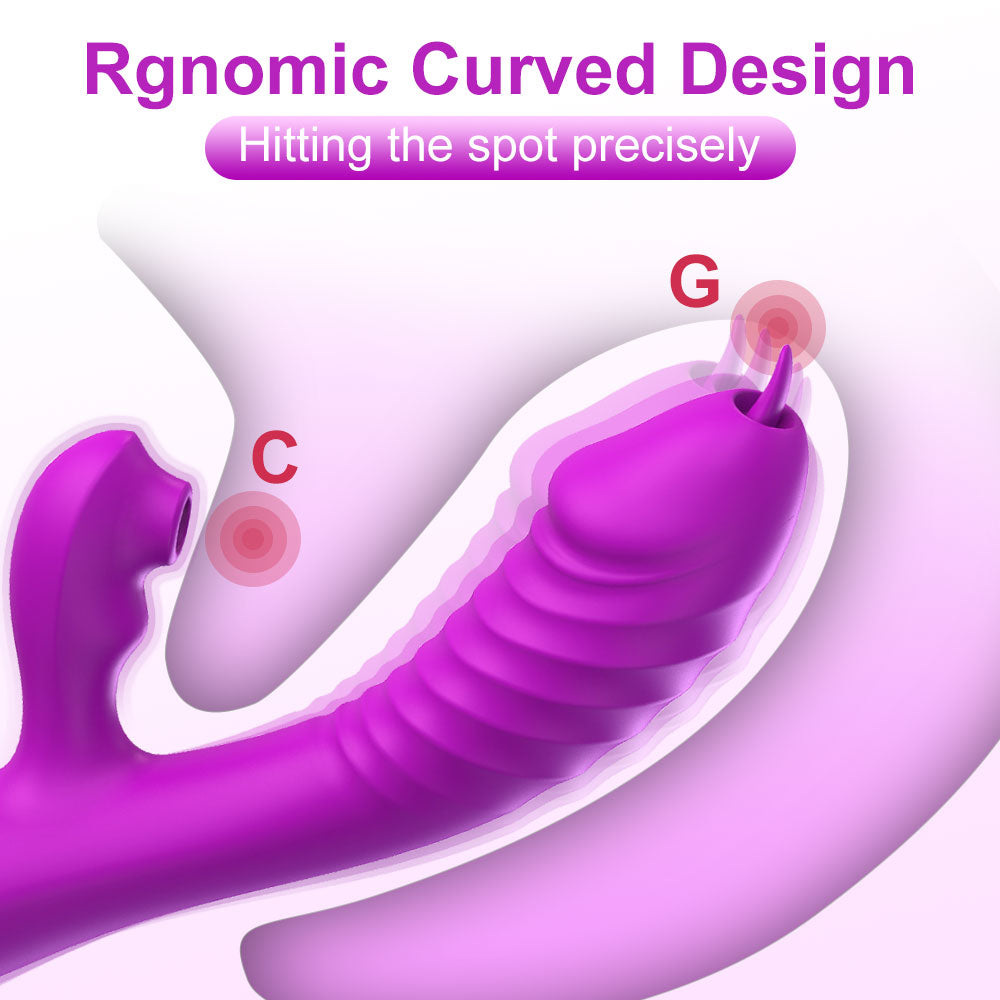 Tongue licking sucking vibrator 8 frequency suction vibration massage dual motor stick female silicone masturbator adult sex toy
