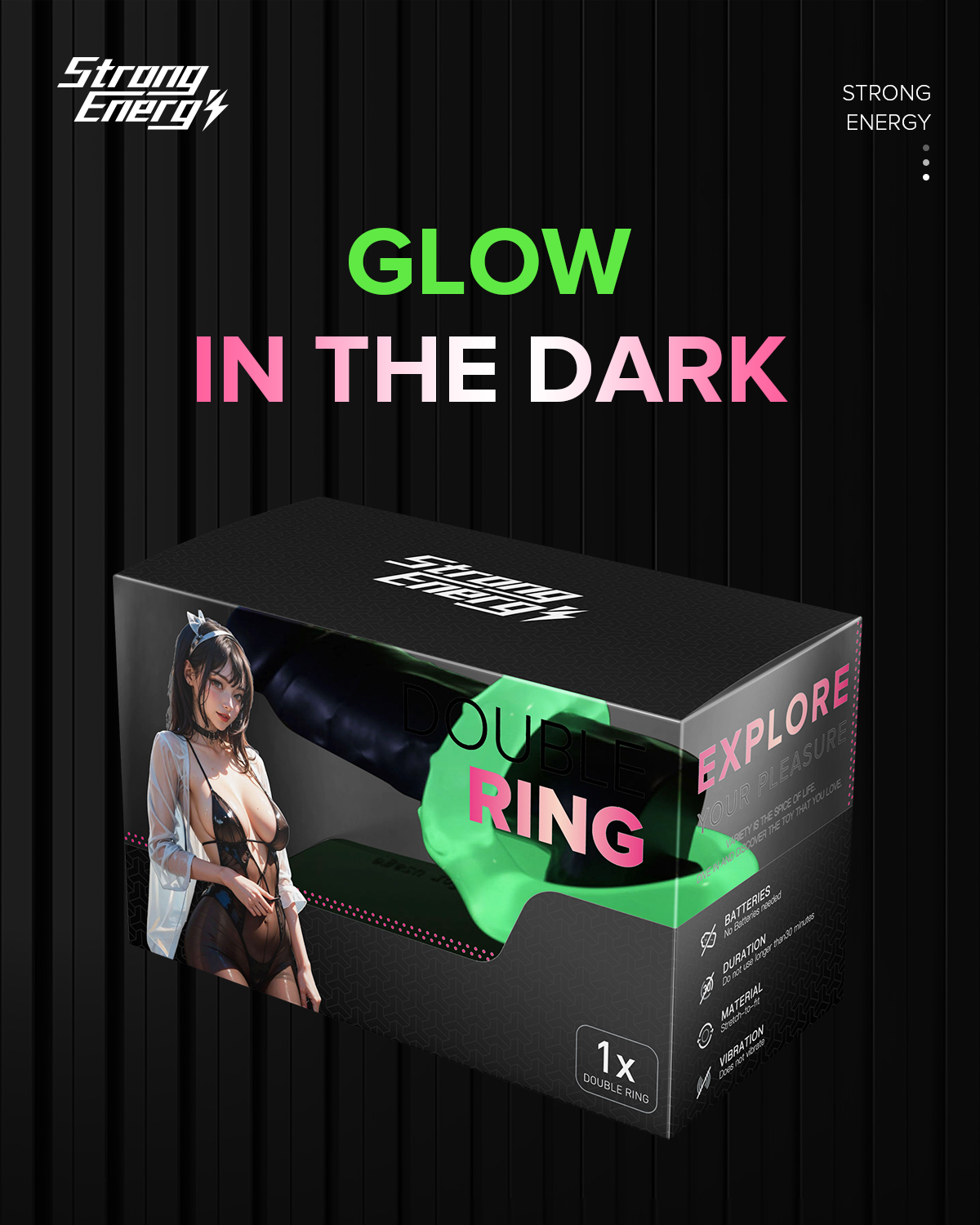 Glow-in-the-Dark Double Pleasure Ring with Stand