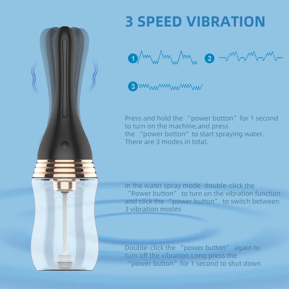 Adult male automatic water spray vibration adult sex toy anal cleaning enema bulb