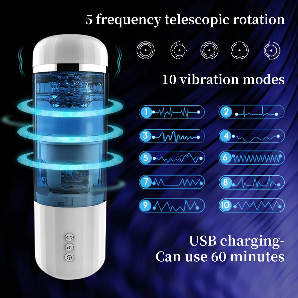 Cyclone Automatic Aircraft Cup Electric Male Telescopic Masturbation Device 10 Frequency Impact Male Exerciser Adult Sex Toys