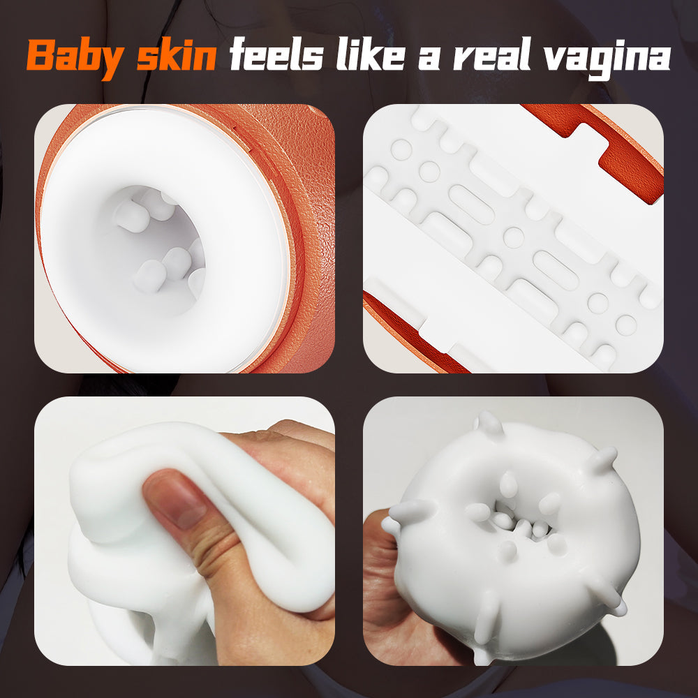 Male Masturbator Cup Crystal Open-Ended Stroker with Bump Balls Textu Vibrator Rotation masturbating device for men