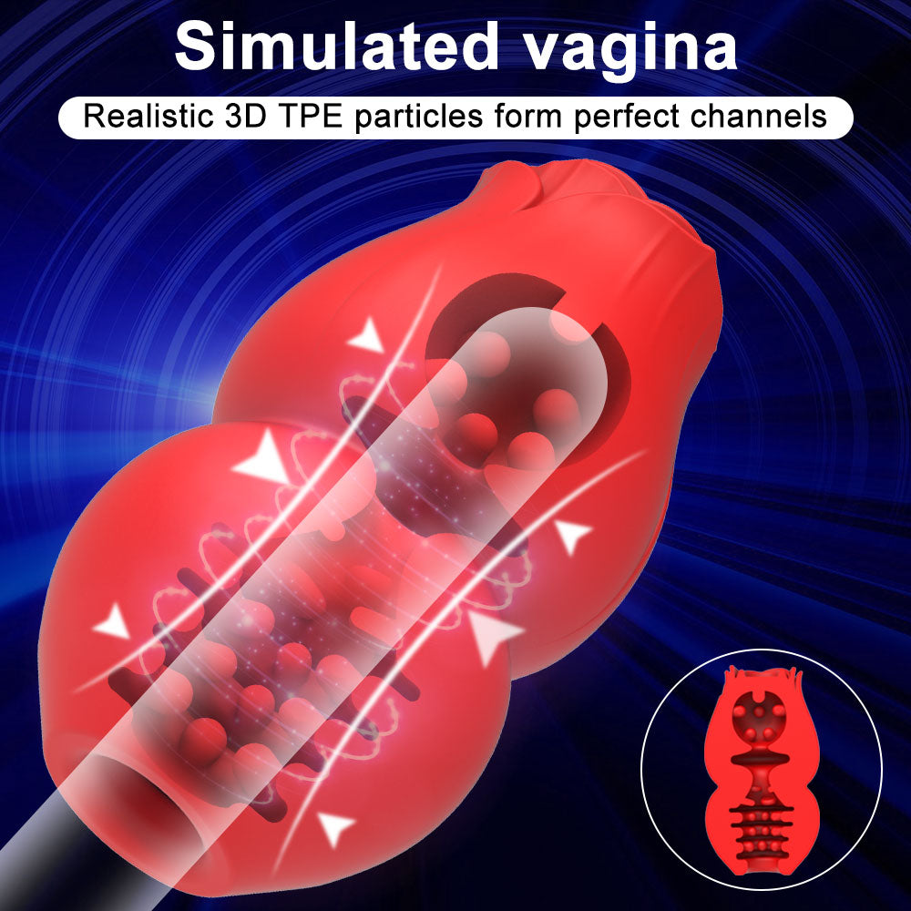 Rose shaped heated handheld environmentally friendly silicone simulation touch male masturbation airplane cup