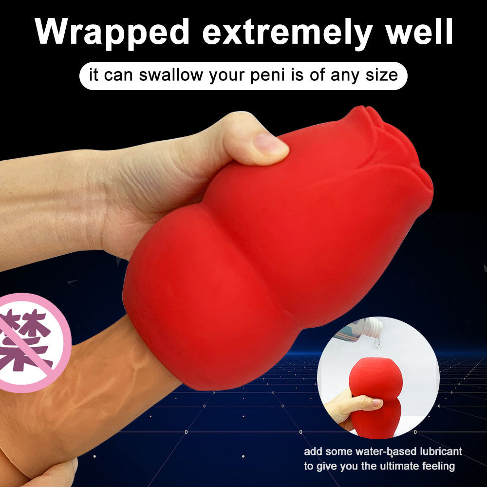 Rose shaped heated handheld environmentally friendly silicone simulation touch male masturbation airplane cup
