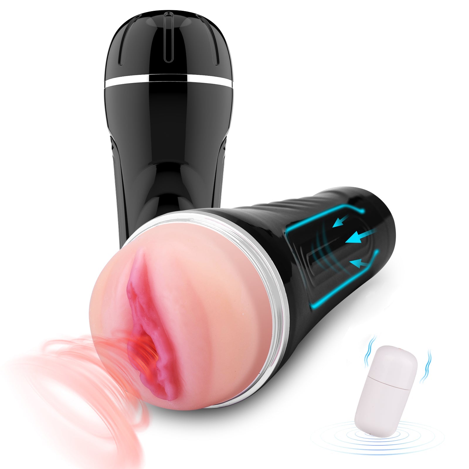 3D Realist Automatic Masturbation Cup Vertical Grain Airplane Cup with Multi-Frequency Vibration TPE Sex Toy