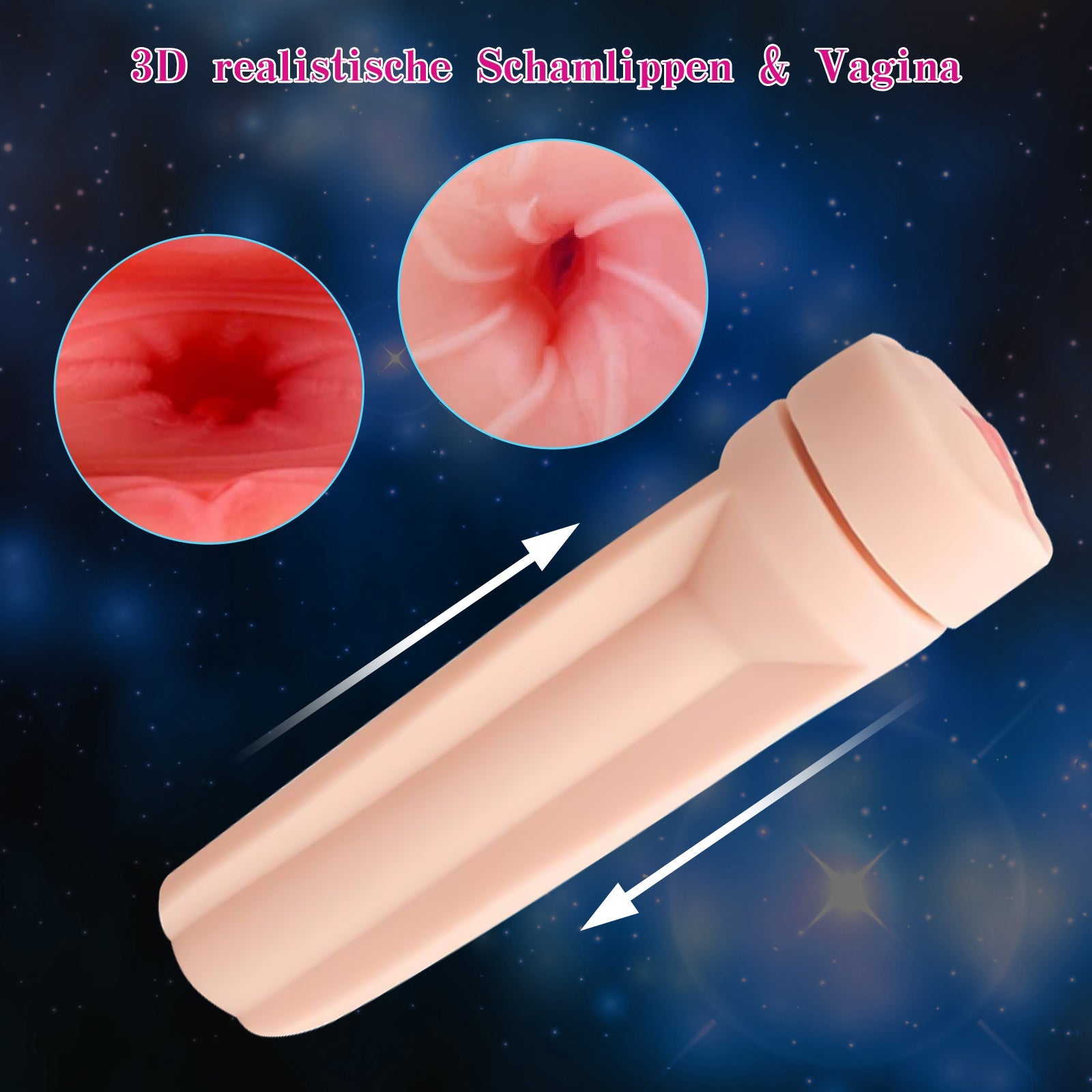 3D Realist Automatic Masturbation Cup Vertical Grain Airplane Cup with Multi-Frequency Vibration TPE Sex Toy