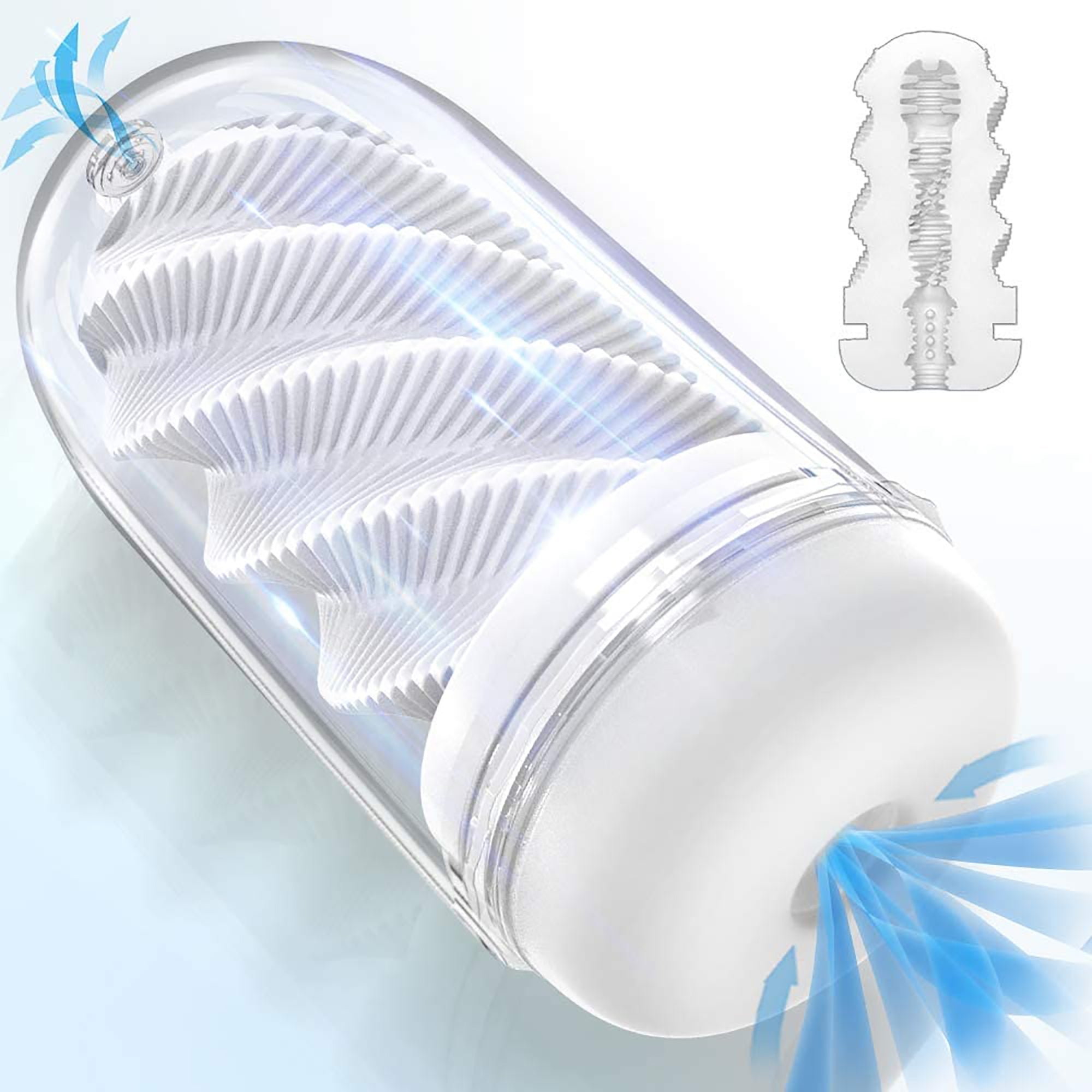 Male New type of breathing valve spiral channel masturbation devices Masturbation Cup