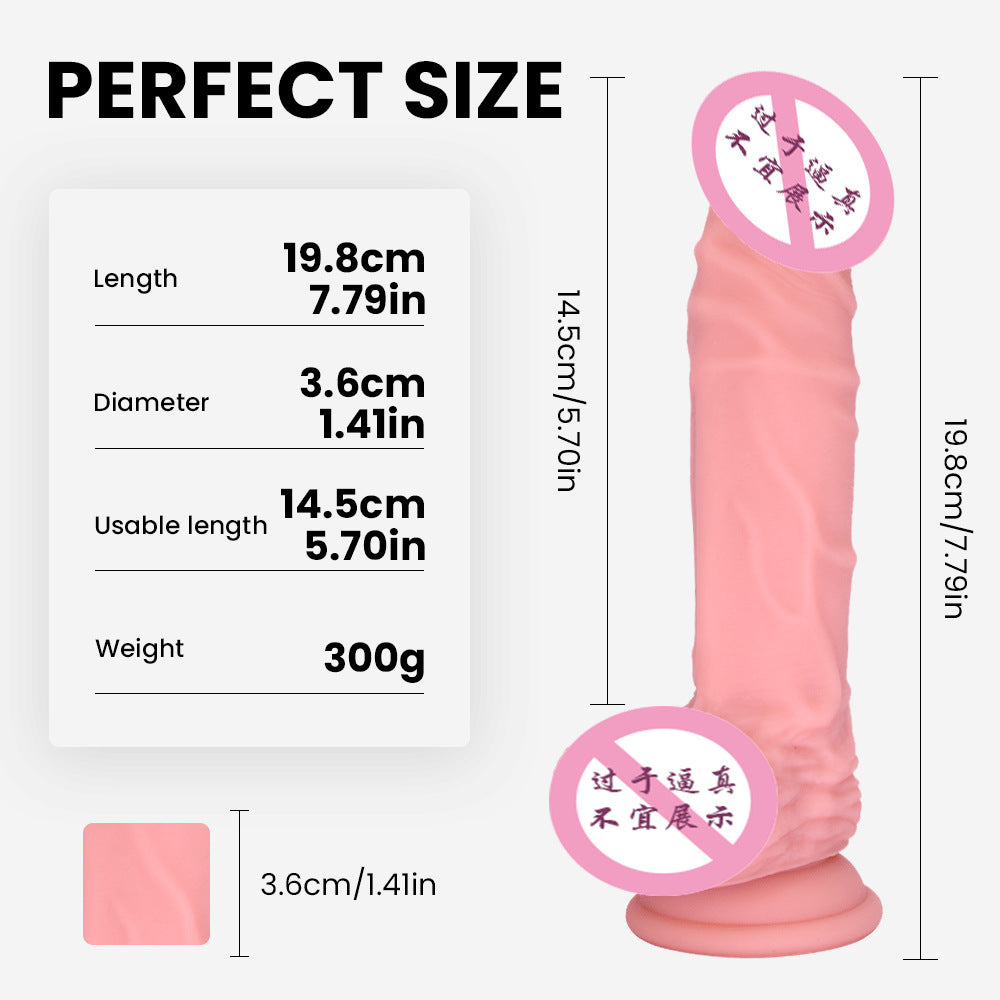 Dual-Density Liquid Silicone Dildo with Suction Base – 7.8" Total Length | Realistic Feel