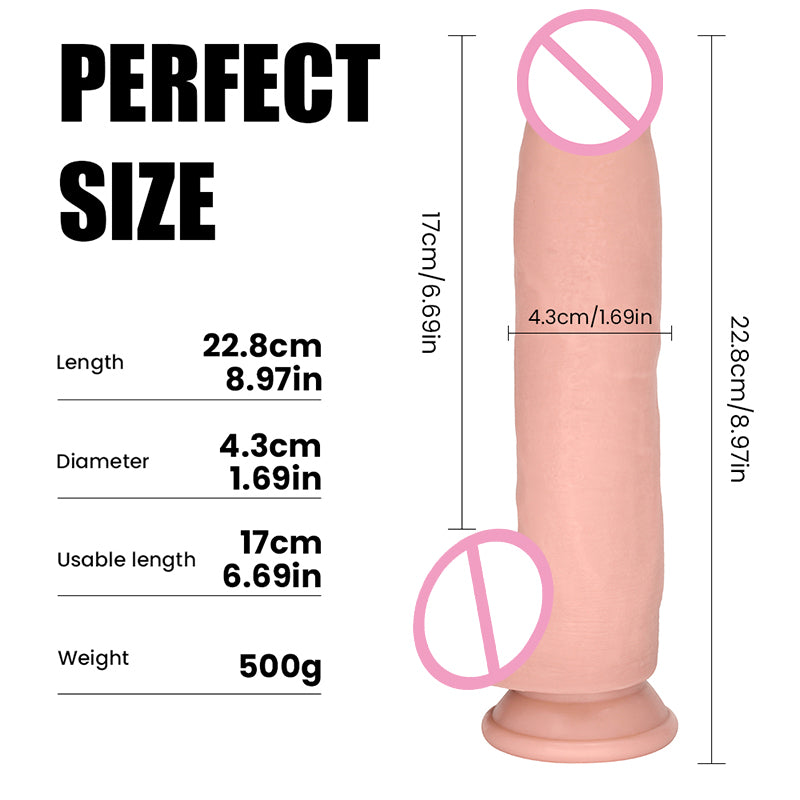 Liquid Silicone Dildo with Suction Base – 8.97" Total Length | Thick Single-Layer Design