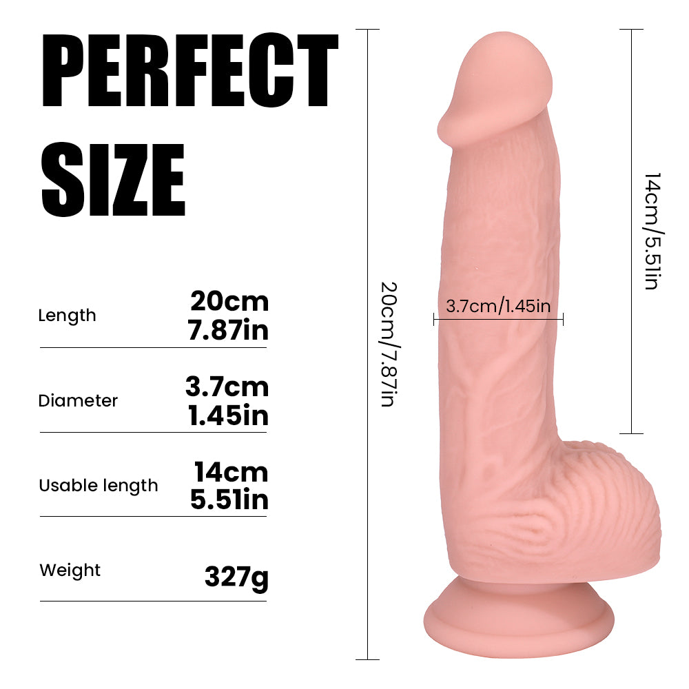 Liquid Silicone Dildo with Suction Base – 7.87" Total Length | Balanced Single-Layer Design