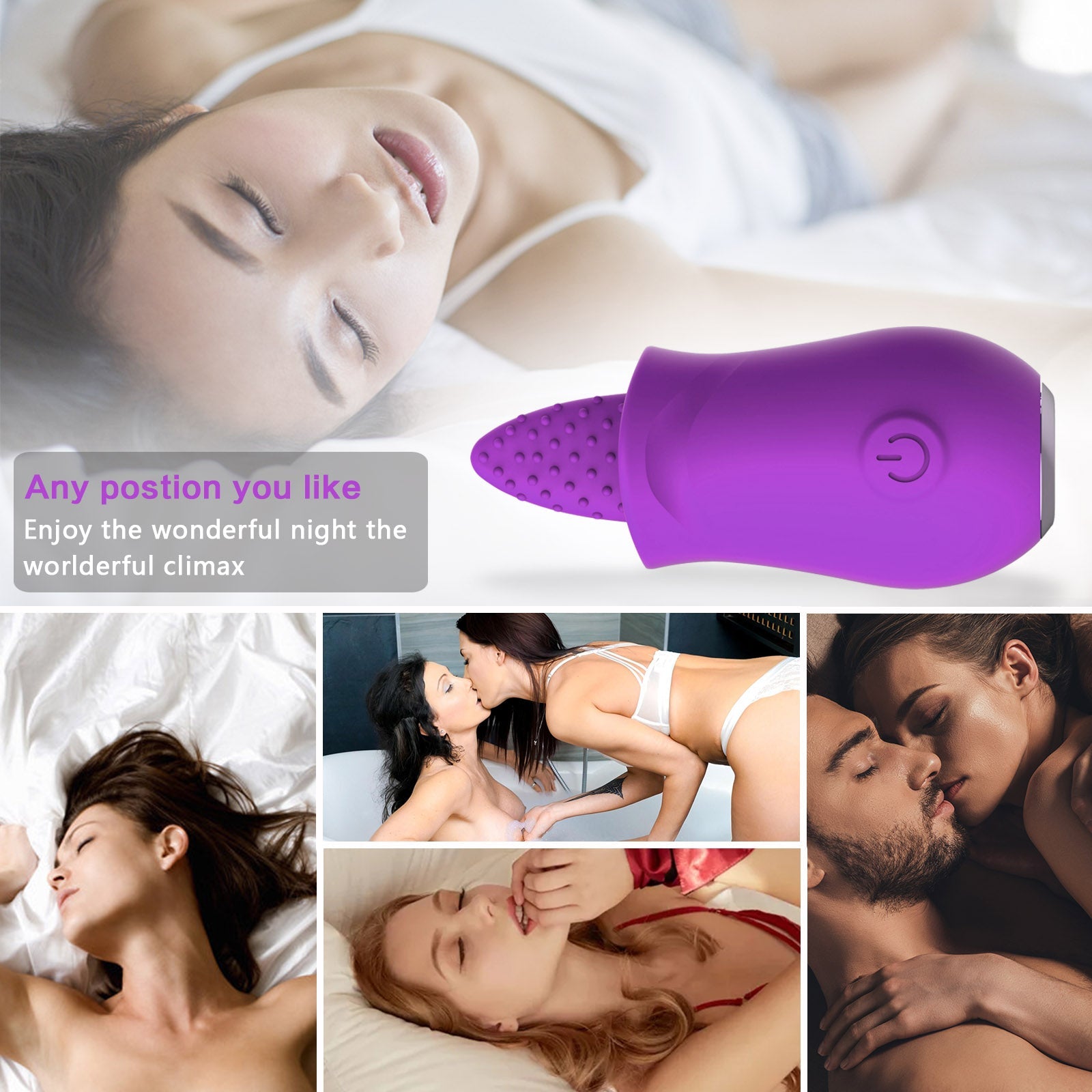 Silicone Realistic Tongue Vibrator 10 Modes Rechargeable Licking Vibrator Clitoris Stimulator