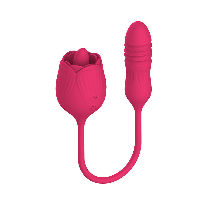 2 In 1 adult sex rose vibrator toy clitoris sucking rose lick vibrating tongu vibrating rose sex toy for women