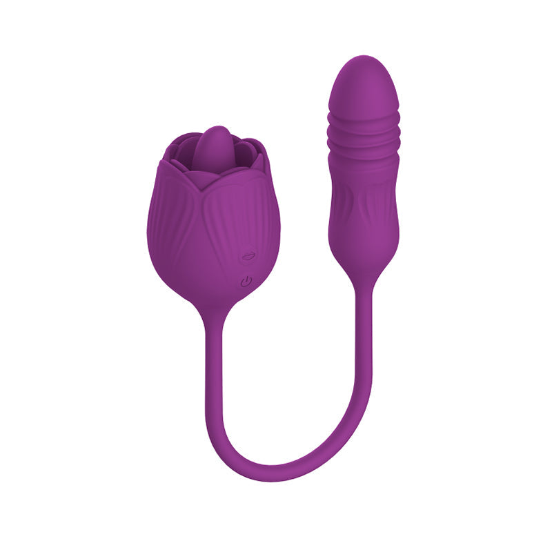 2 In 1 adult sex rose vibrator toy clitoris sucking rose lick vibrating tongu vibrating rose sex toy for women