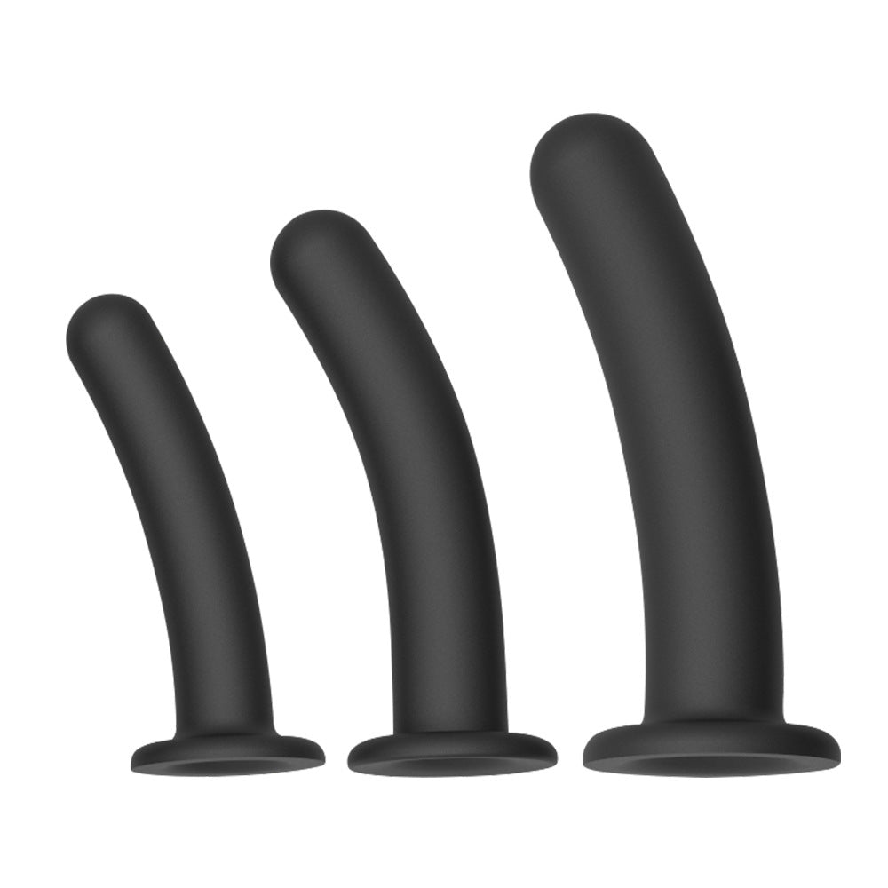 3PCS Trainer Kit Realistic Dildo Butt Plug Strong Suction Cup Base Black Silicone Anal Plug for Beginners to Advanced Users