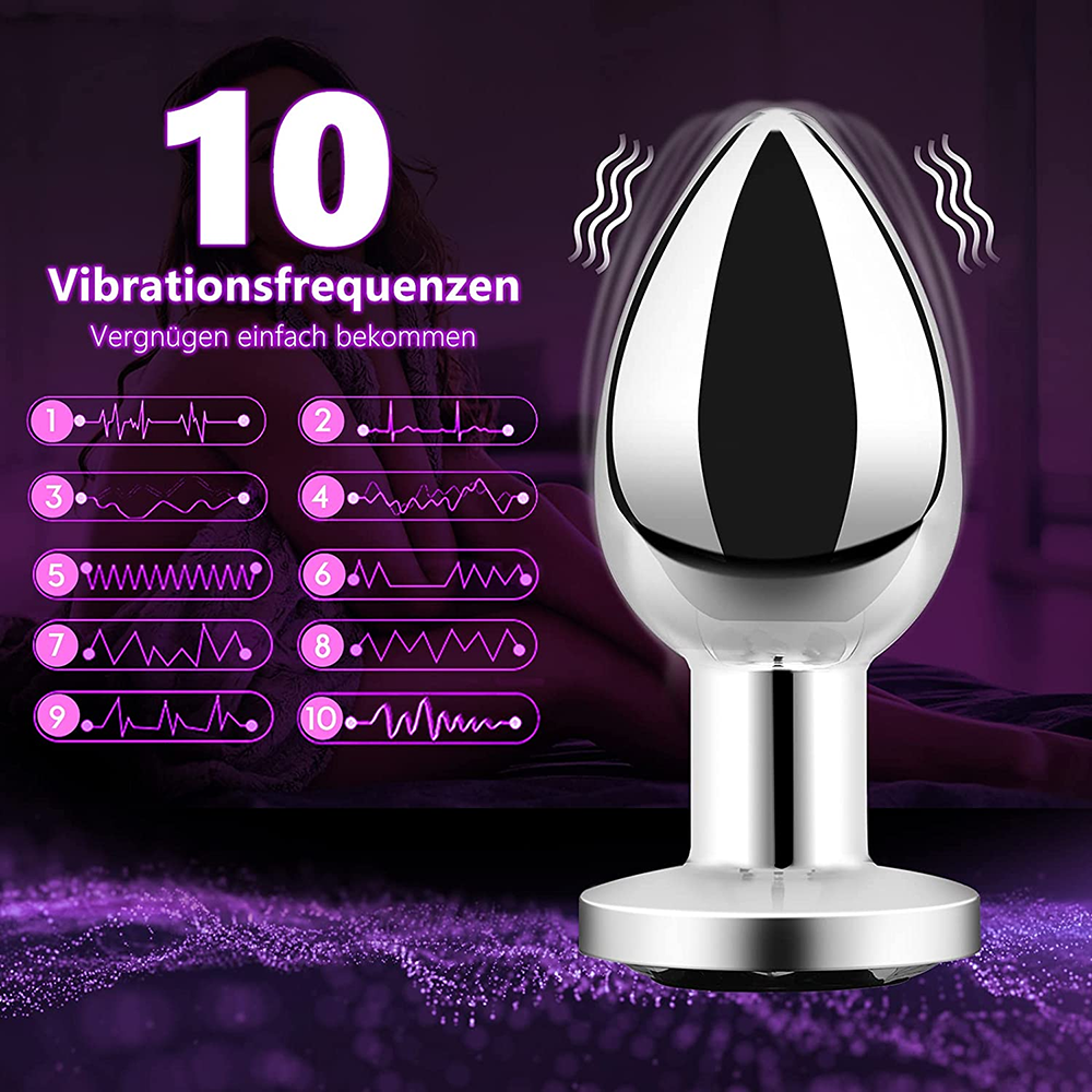 Remote control metal anal vibrator wireless vibrating prostate anal butt plug for men women
