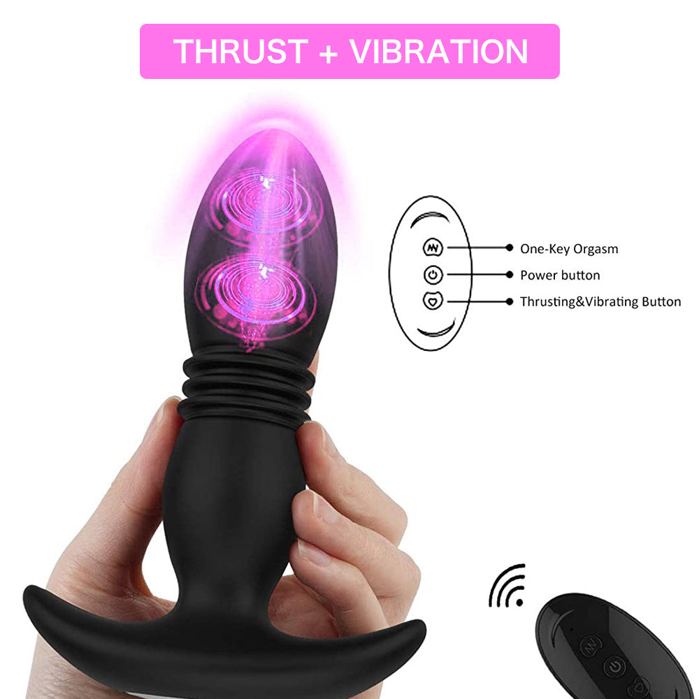 Hot Selling Male Prostate Massager Remote Control Vibrating Anal Butt Plug 7 Speeds Thrusting Anal Training vibrator with remote