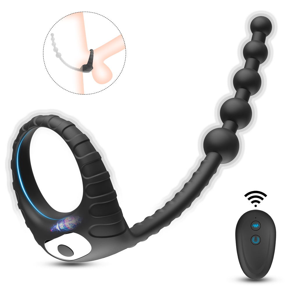 Masturbator Wireless Control Backyard Bead Silicone Vibrating Lock Sperm Ring Men's Masturbator Anal Plug Vibrator for Men