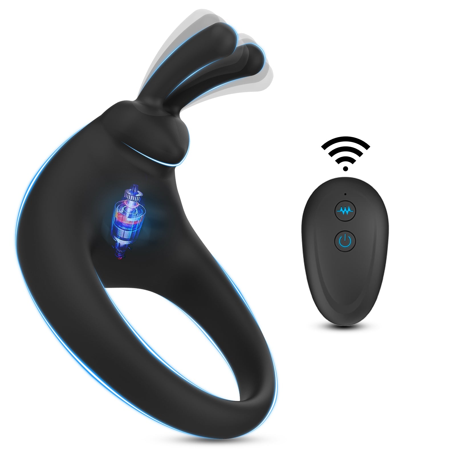 Strong Vibration Adjustable Delay Ejaculation Rechargeable Rabbit Silicon Big Size Boys Gay Ring