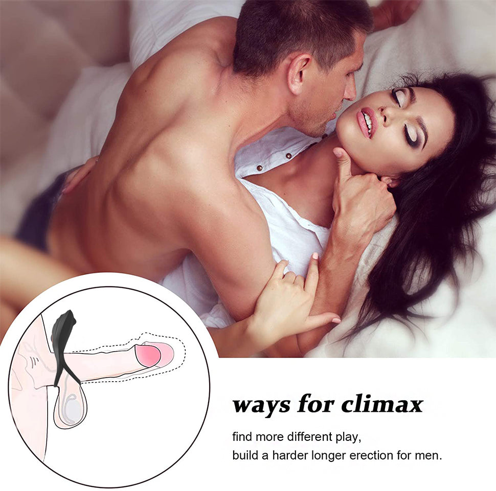Remote Control Electric Double Ring Sliding Delayed Ejaculation Vibratory Ring 10 Vibratory Modes Vibrator Enhances Erectile