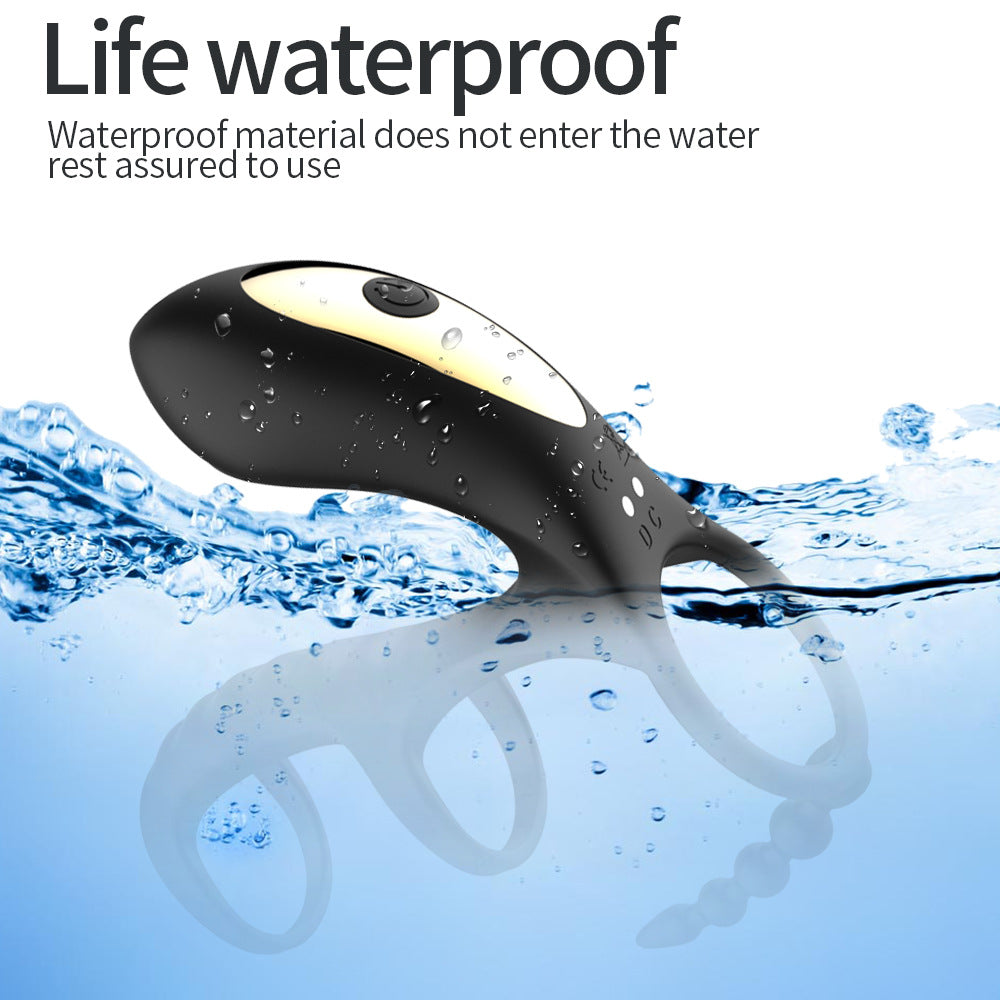 Men's double ring wireless remote control prostate 10 frequency vestibular anal plug seminal ring G-point masturbation vibrator