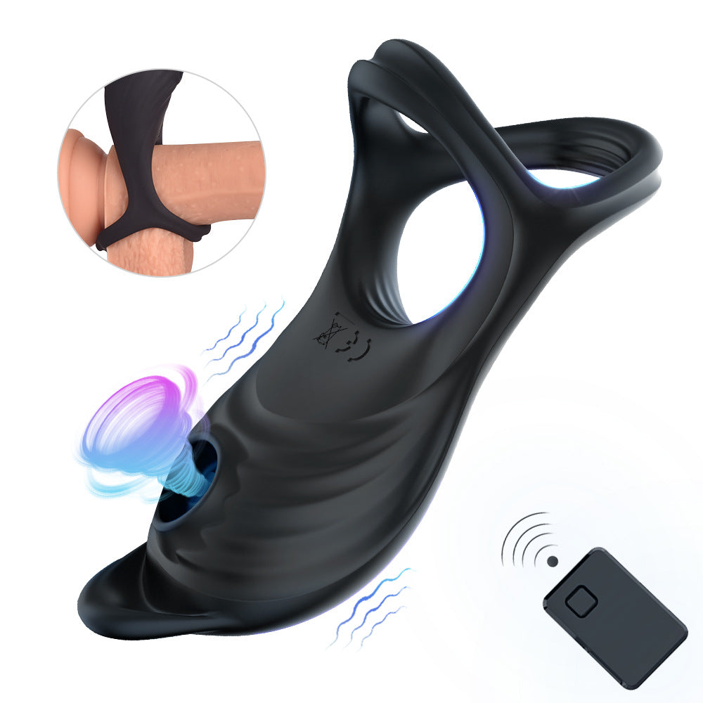 Magnetic Suction Charging 5 frequency Sucking Lock Wireless Remote Control Vibrating Ring Masturbator For Male