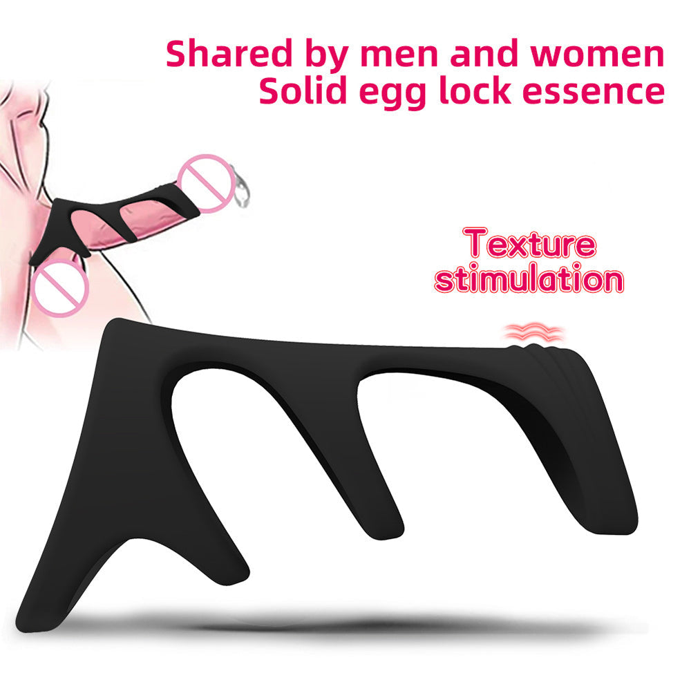 Silicone lock essence ring set stimulation couples share vibration ring adult products