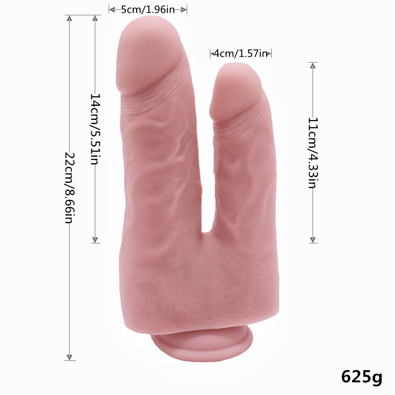 8.66" / 6.8" Dual-Head Liquid Silicone Dildo – Single-Layer, Body-Safe