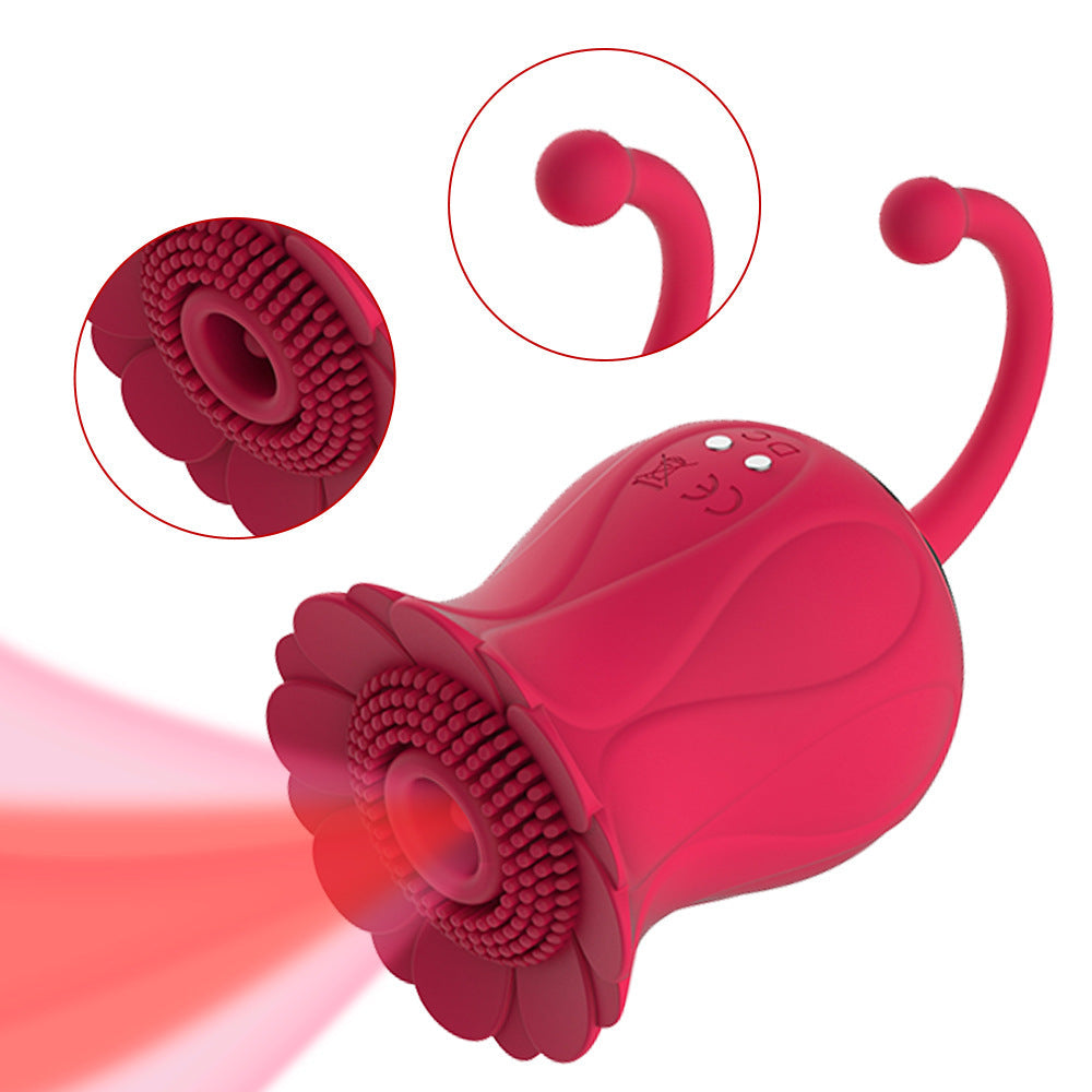 Masturbator Clitoral Sucking Vibrator With 10 Intense Suction Clit Sucker Nipple Stimulation Red Rose Female Clit Vibrator