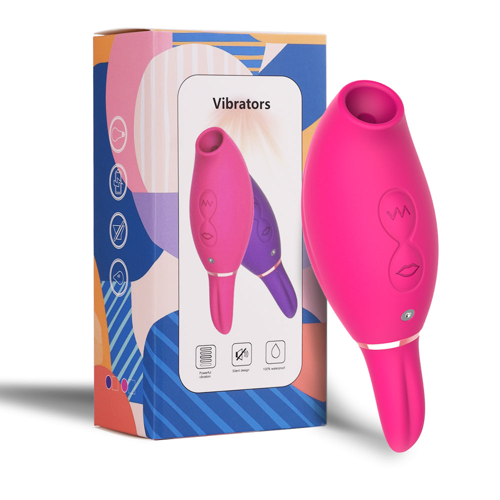 Women G-Spot Suction Licking Dual Stimulation Nipple Massager Women Adult Sex Toy 2 in 1 Clitoral Sucking Vibrator