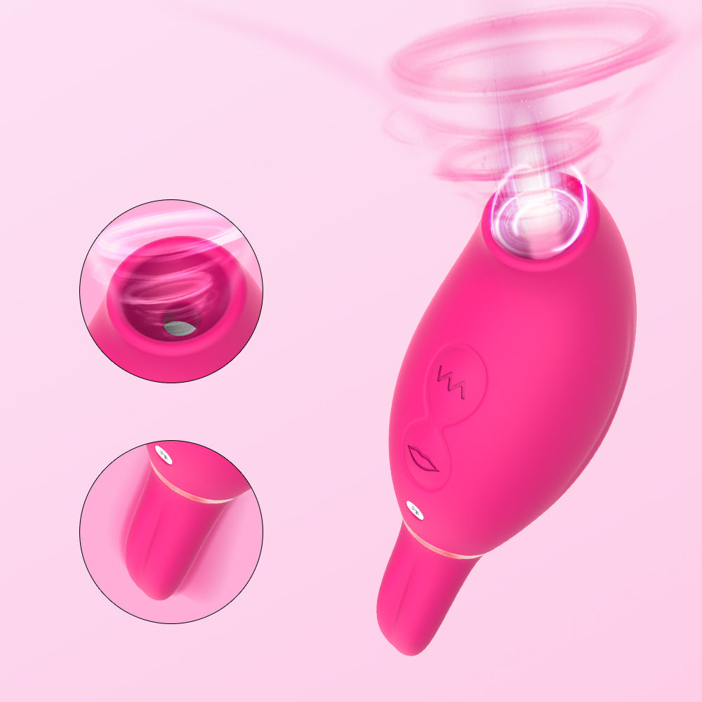 Women G-Spot Suction Licking Dual Stimulation Nipple Massager Women Adult Sex Toy 2 in 1 Clitoral Sucking Vibrator