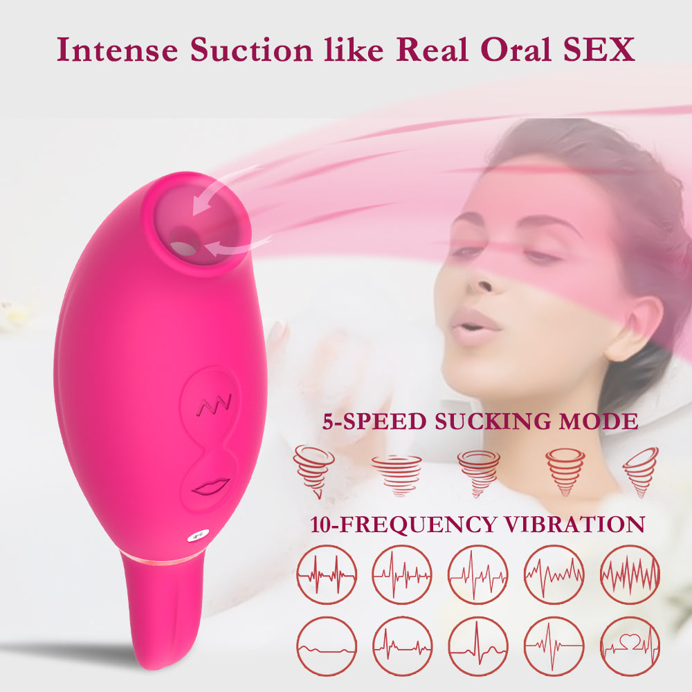 Women G-Spot Suction Licking Dual Stimulation Nipple Massager Women Adult Sex Toy 2 in 1 Clitoral Sucking Vibrator