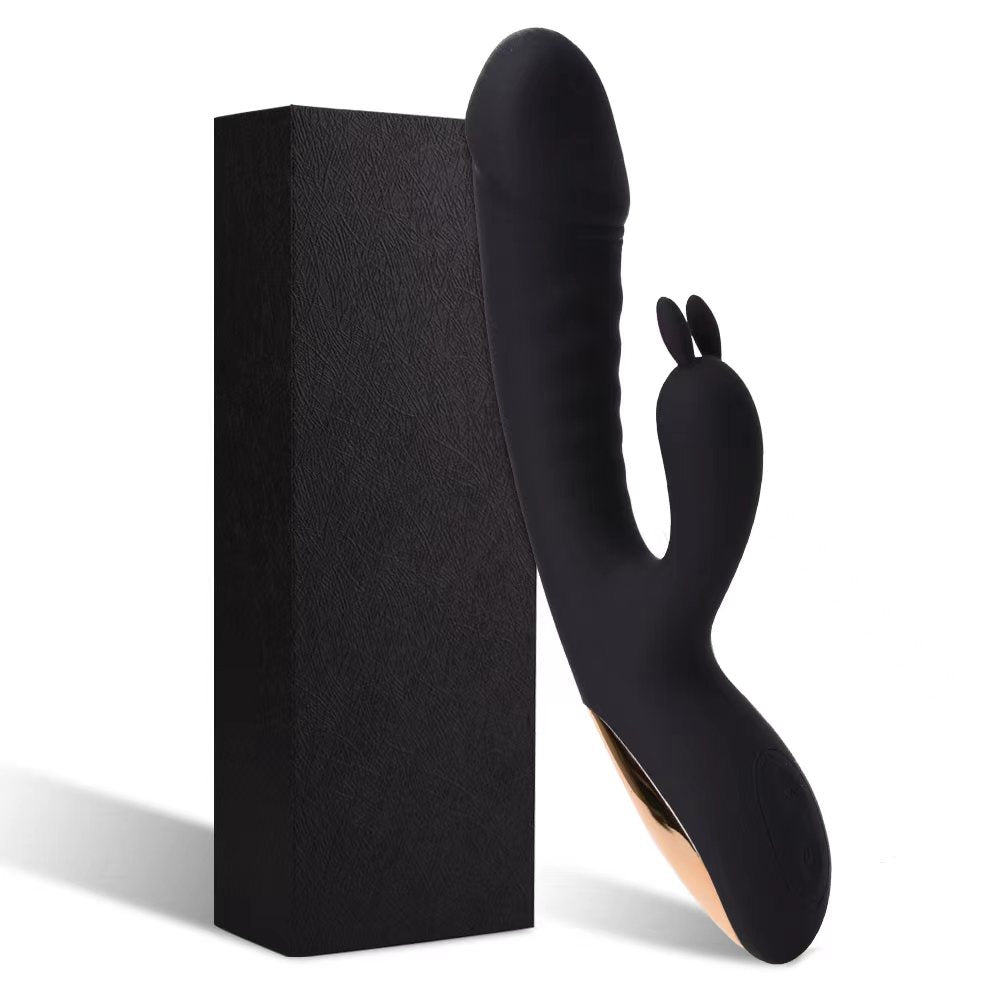 Multi-function heating cute rechargeable waterproof female clitoris and g-spot rabbit dildo vibrator for women